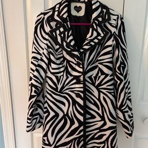 Heart Soul Black and White Zebra Print Pea Coat